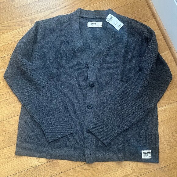NWT Hollister Men's Cardigan Sweater in Grey XL - Picture 1 of 3